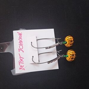 Betsey Johnson Gold Pumpkin Dangle Earrings